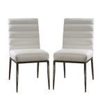 Leatherette and Metal Side Chairs in White and Chrome, Set of 2