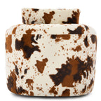 Modern 360° Swivel Accent Barrel Chair with Dual-Layer Cushion in Beige & Brown Faux Fur, 36.6' Round Seating for Living Room, Bedroom, Office, or Hotel.