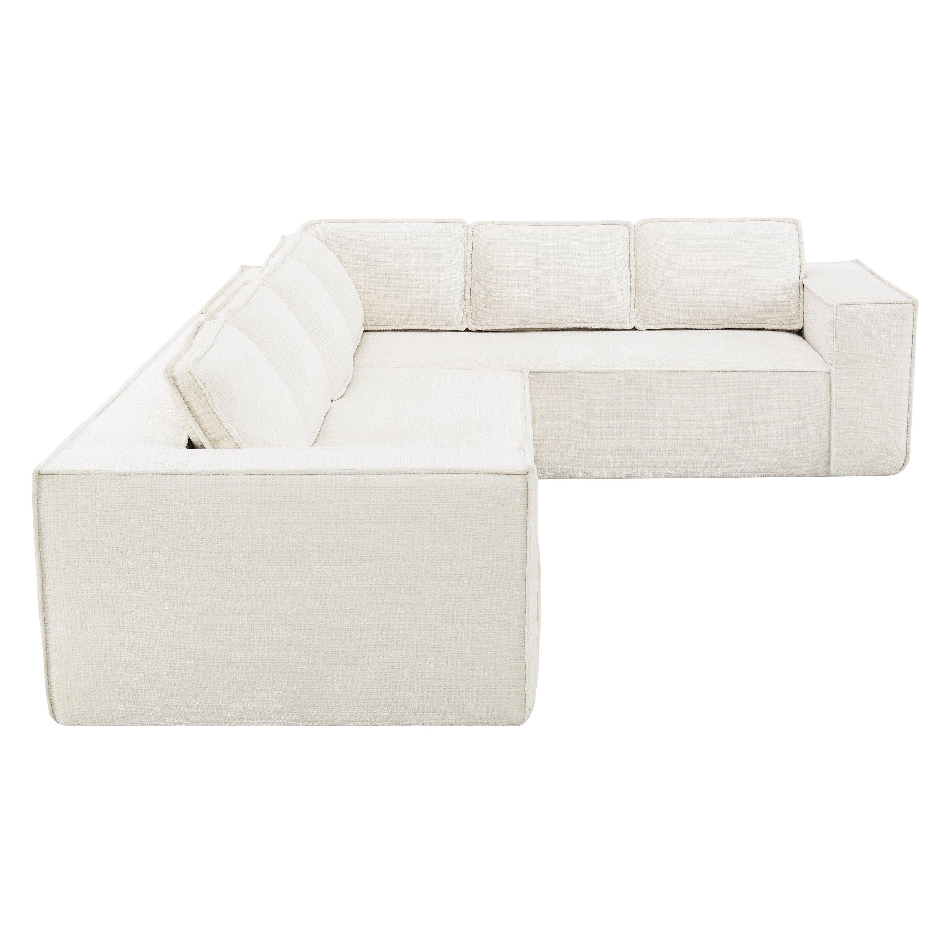 Minimalist Modular Sectional Sofa with Wrinkle-Resistant Fabric.