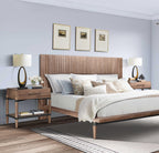 Walnut Finish Nightstand with Drawer and Shelf.
