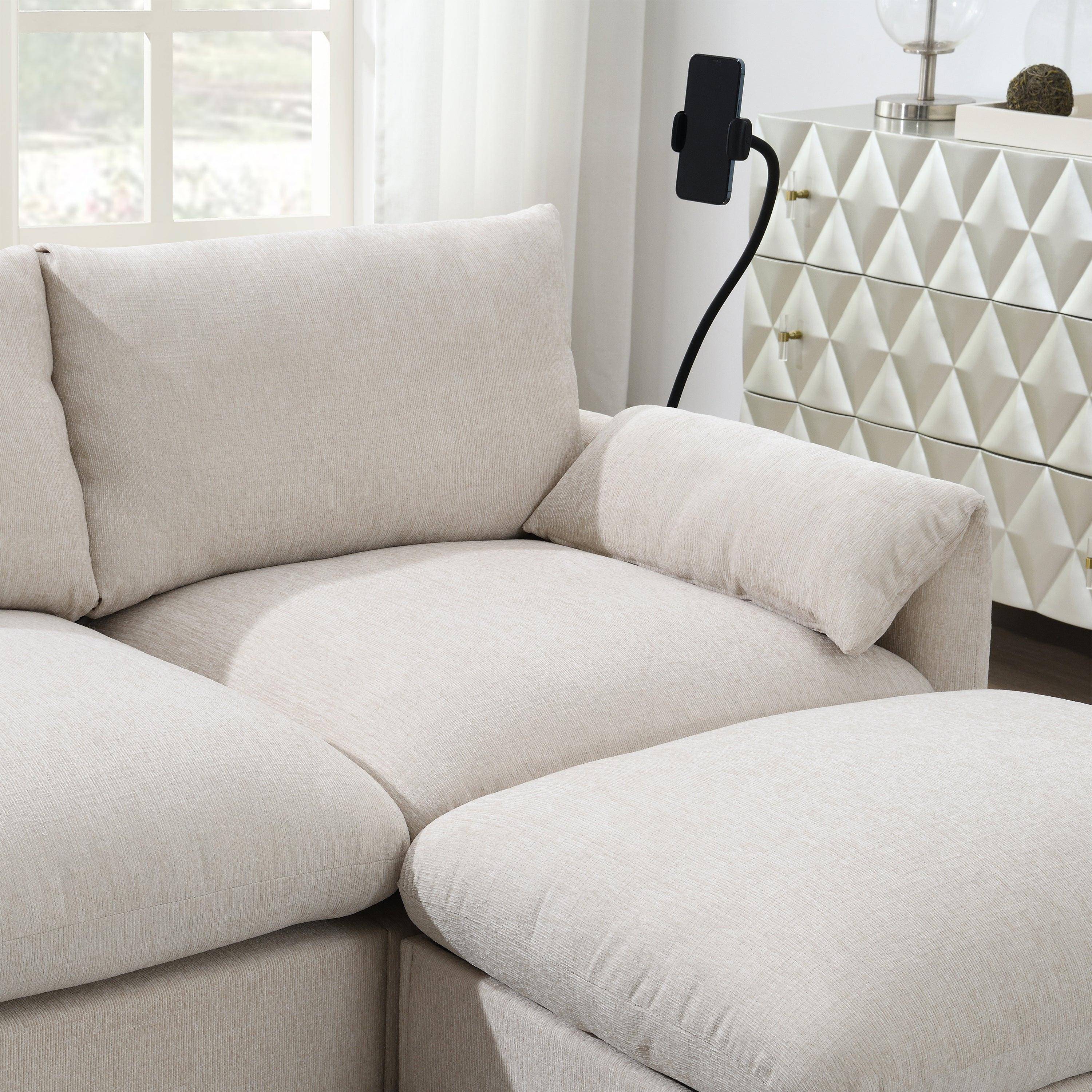 Versatile L-Shaped Sectional Sofa with Storage Ottoman.