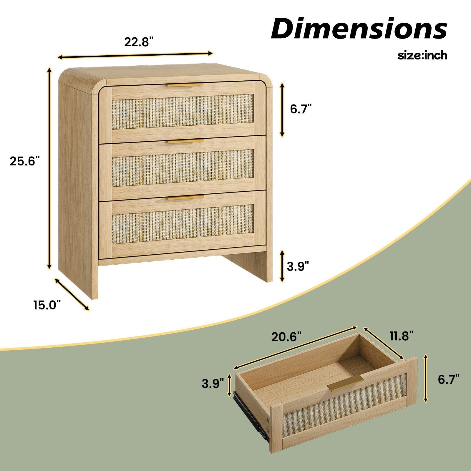 Rattan Nightstand Set of 2 - Modern Bedroom Storage.