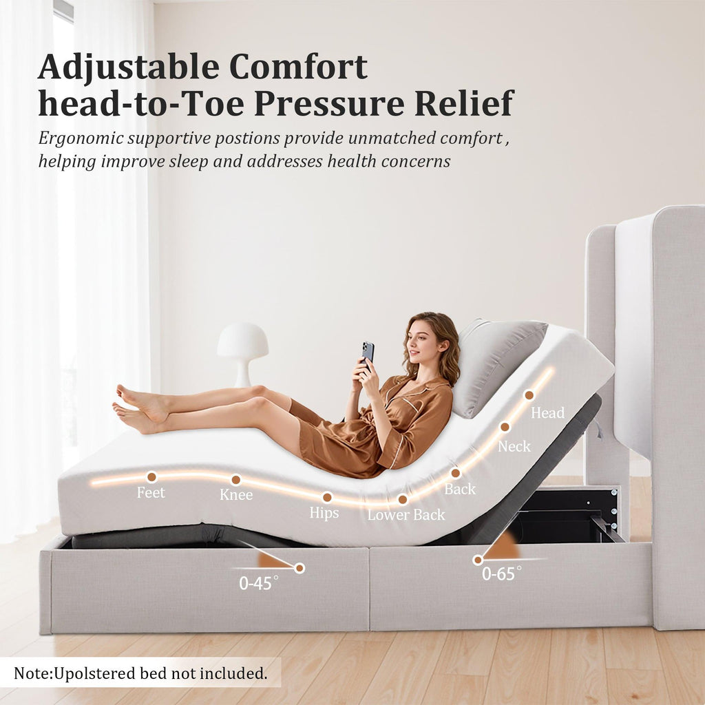 Caron Adjustable Wingback Bed Bundle Set - Queen Size.