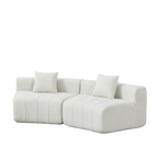 Chenille Curved Sectional Sofa with 2 Pillows.