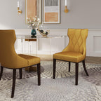 Reine Wood Upholstered Dining Chair in Antique Gold - Set of 2.