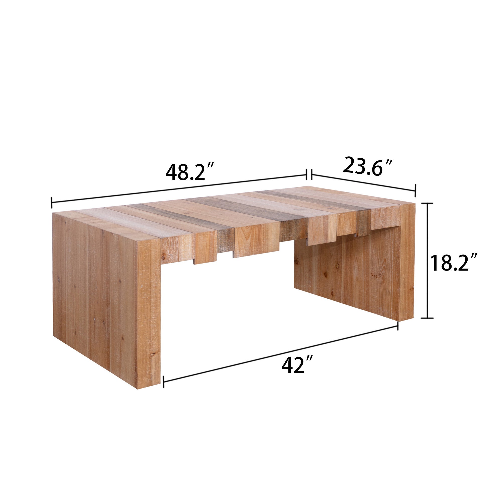 Rustic Coffee Table - Modern Center Table with dimensions 48.2 x 23.6 x 18.2 inches, crafted from engineered wood.