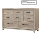Oak Finish Rubberwood Dresser with 8 Drawers for Bedroom.