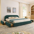 King Size Upholstered Bed Frame in Green - Modern Design.