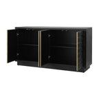 Interior view of 4-Door Storage Cabinet with open doors and adjustable shelves for customizable storage options.