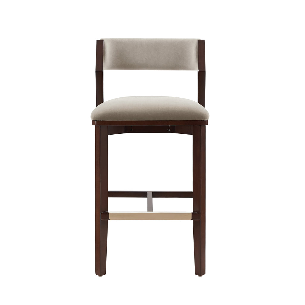 Patricia Wood Upholstered Barstool in Linen