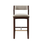 Patricia Wood Upholstered Barstool in Linen