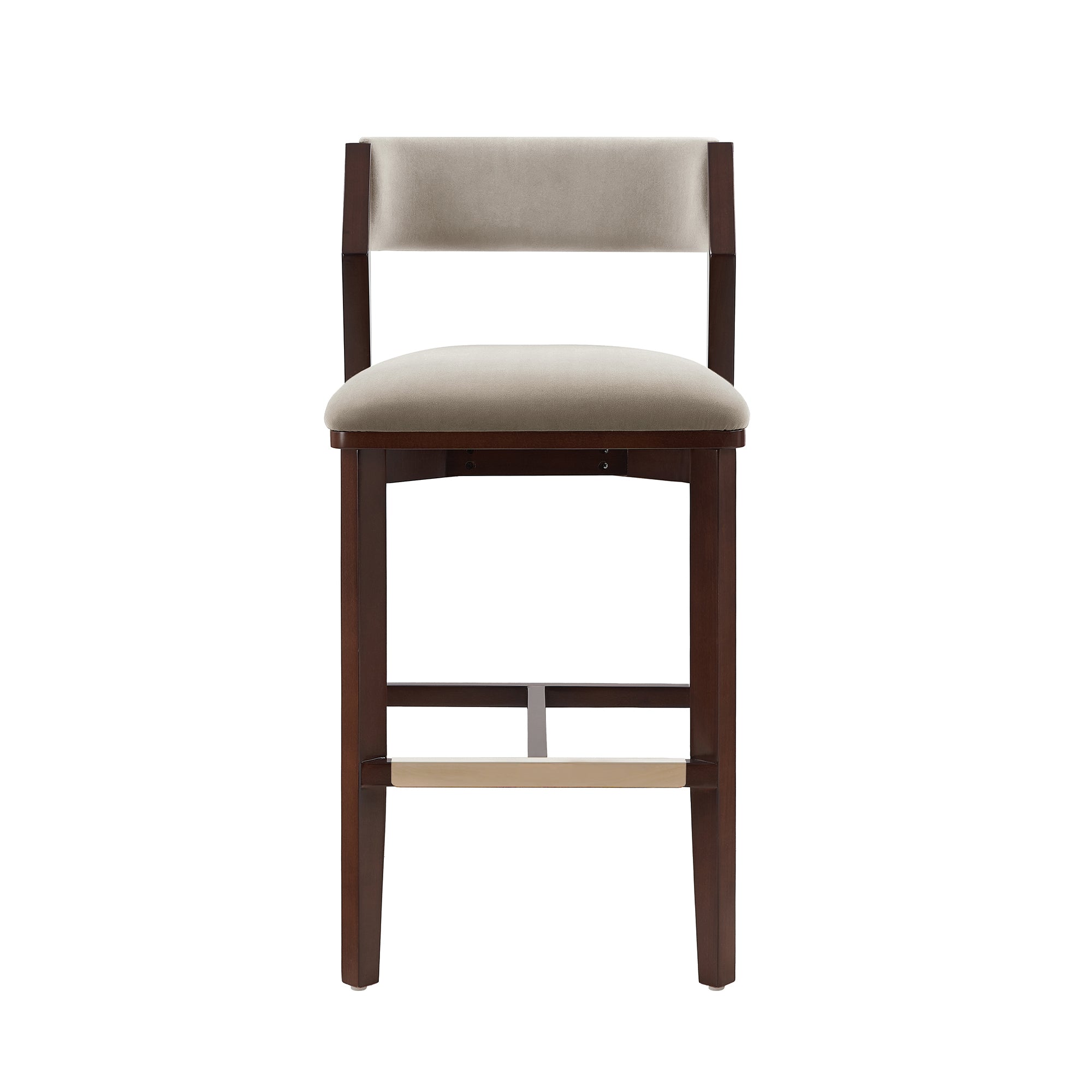 Patricia Wood Upholstered Barstool in Linen