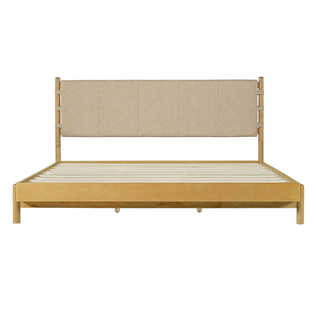 Rubber Wood King Bed Frame - Elegant Mid Century Design.