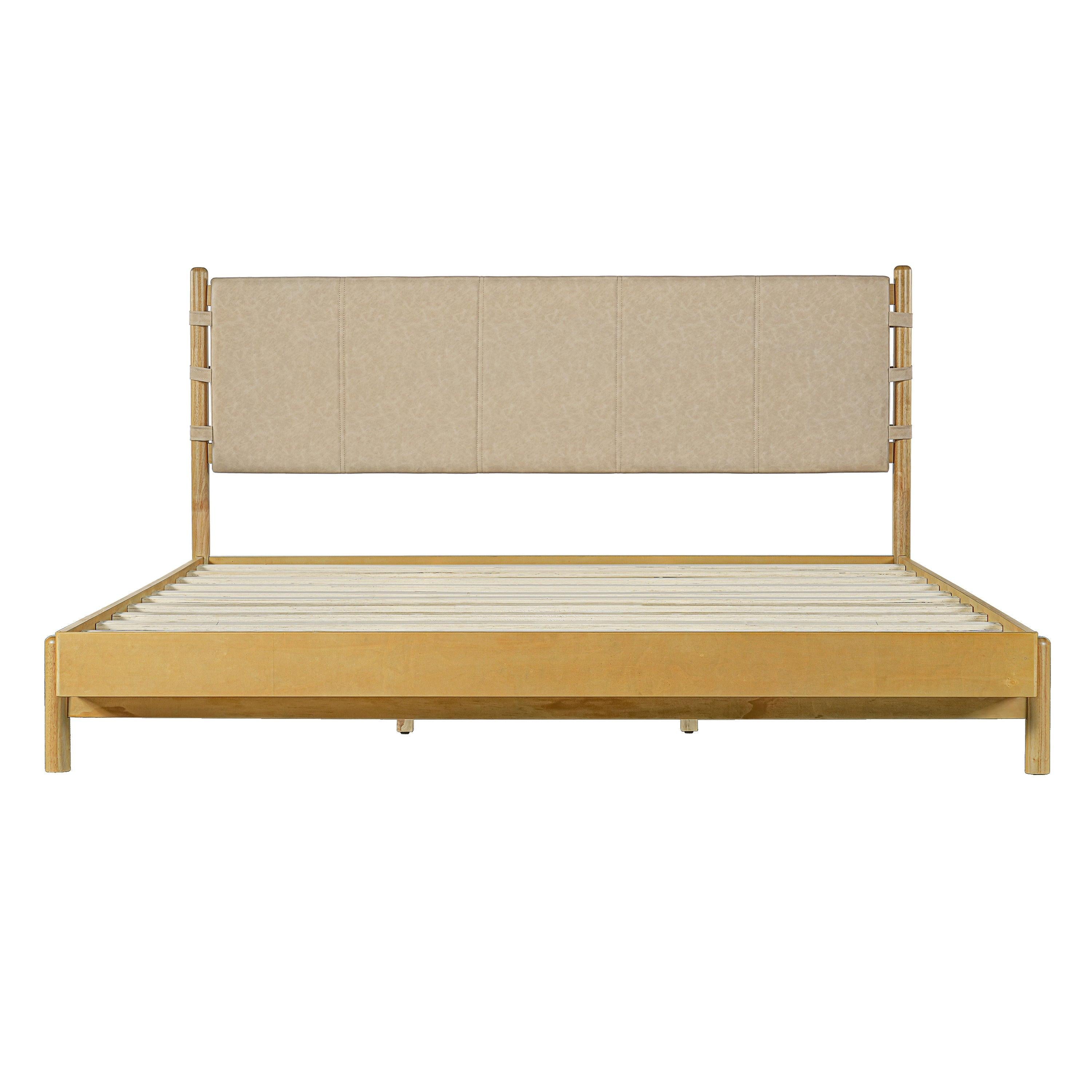 Rubber Wood King Bed Frame - Elegant Mid Century Design.