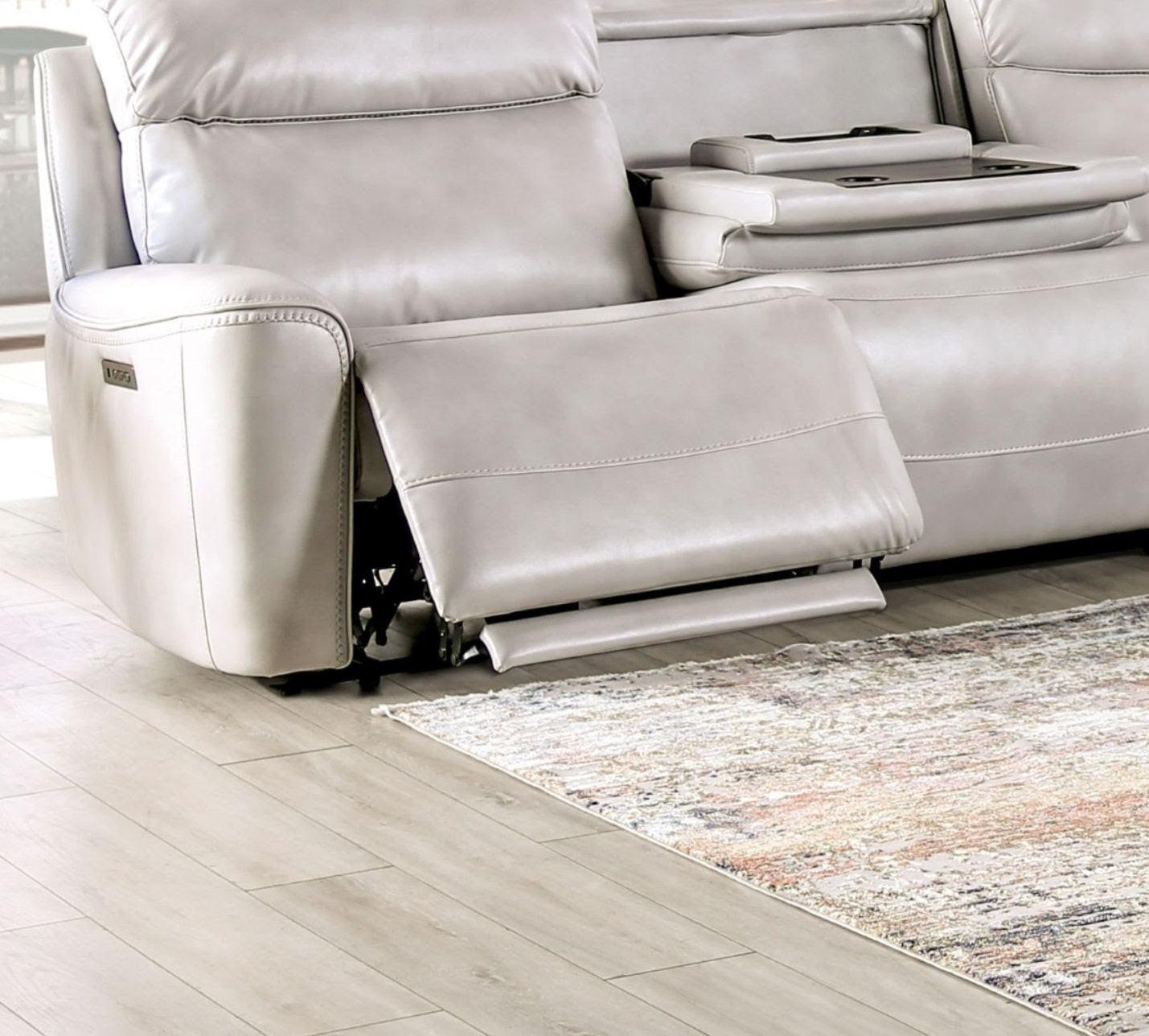 Power Reclining Sectional Sofa with Console & Wedge Chairs.