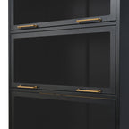 Iron Display Cabinet with Glass Doors - 5-Tier Bookcase.
