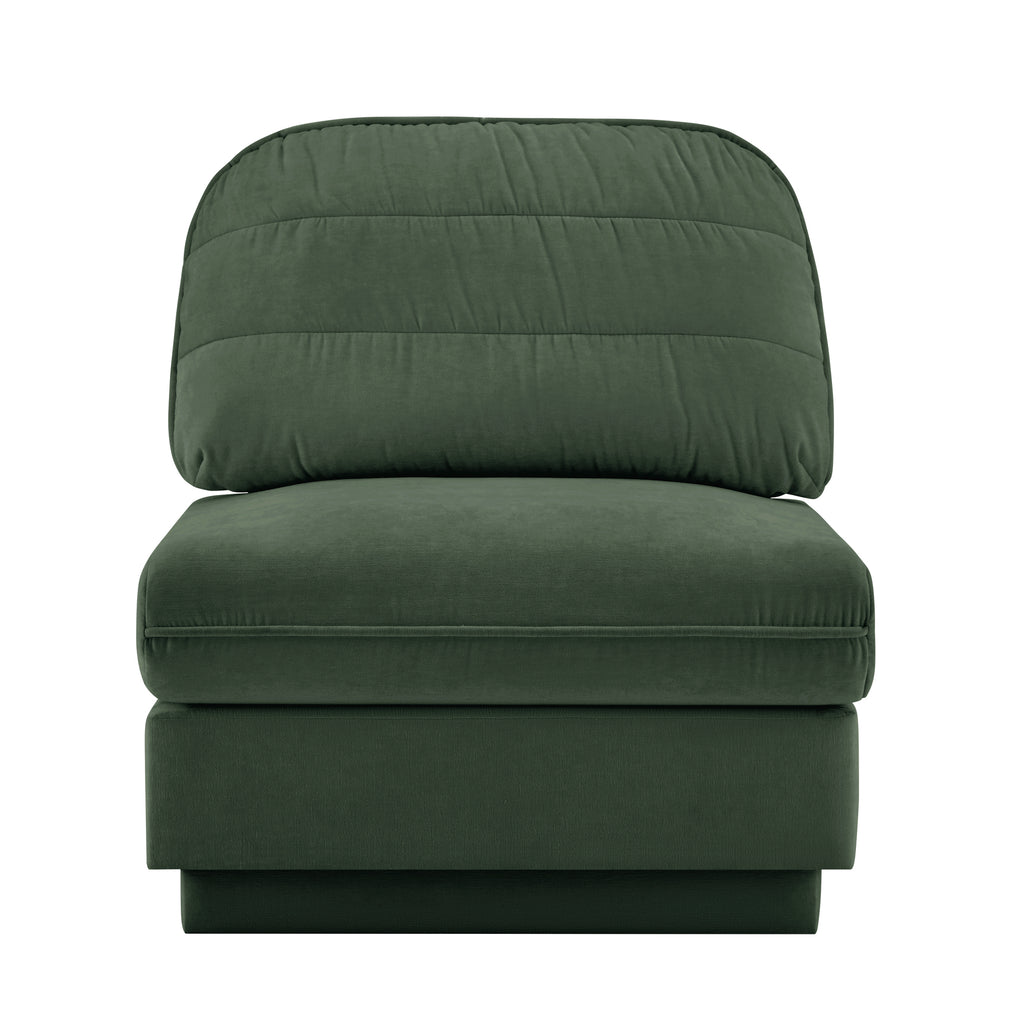 Celena Armless Chenille Accent Chair in Emerald Green
