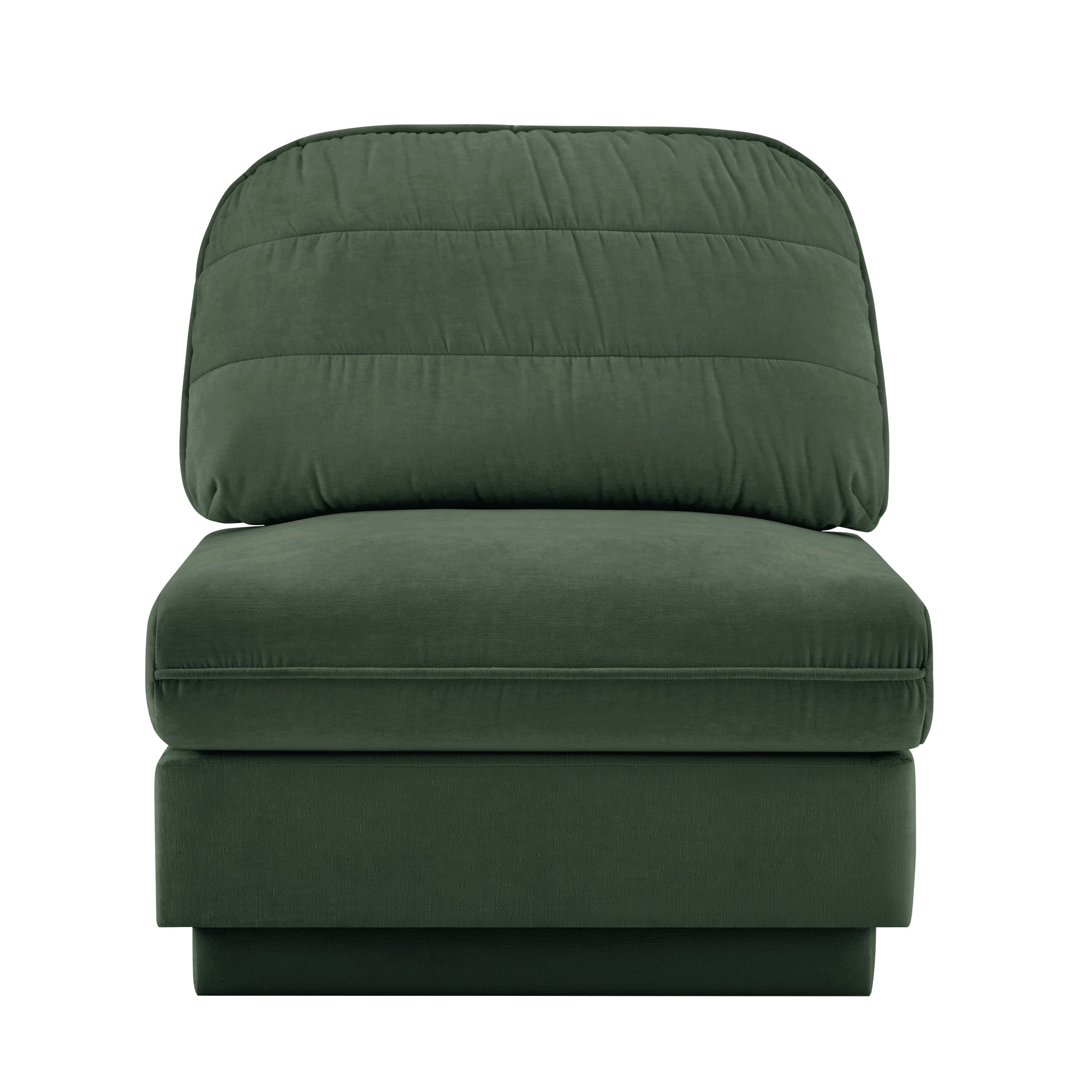 Celena Armless Chenille Accent Chair in Emerald Green