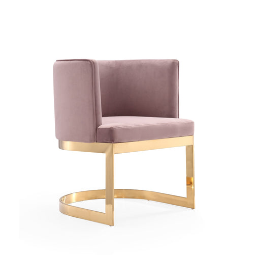 Aura Metal Velvet Dining Chair in Blush