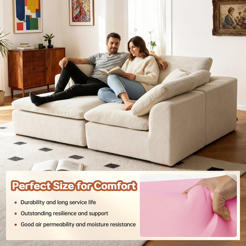 L-Shaped Sectional Sofa - Modern Corduroy Couch with high-resilience foam, breathable fabric, and ideal dimensions for comfort and durability.
