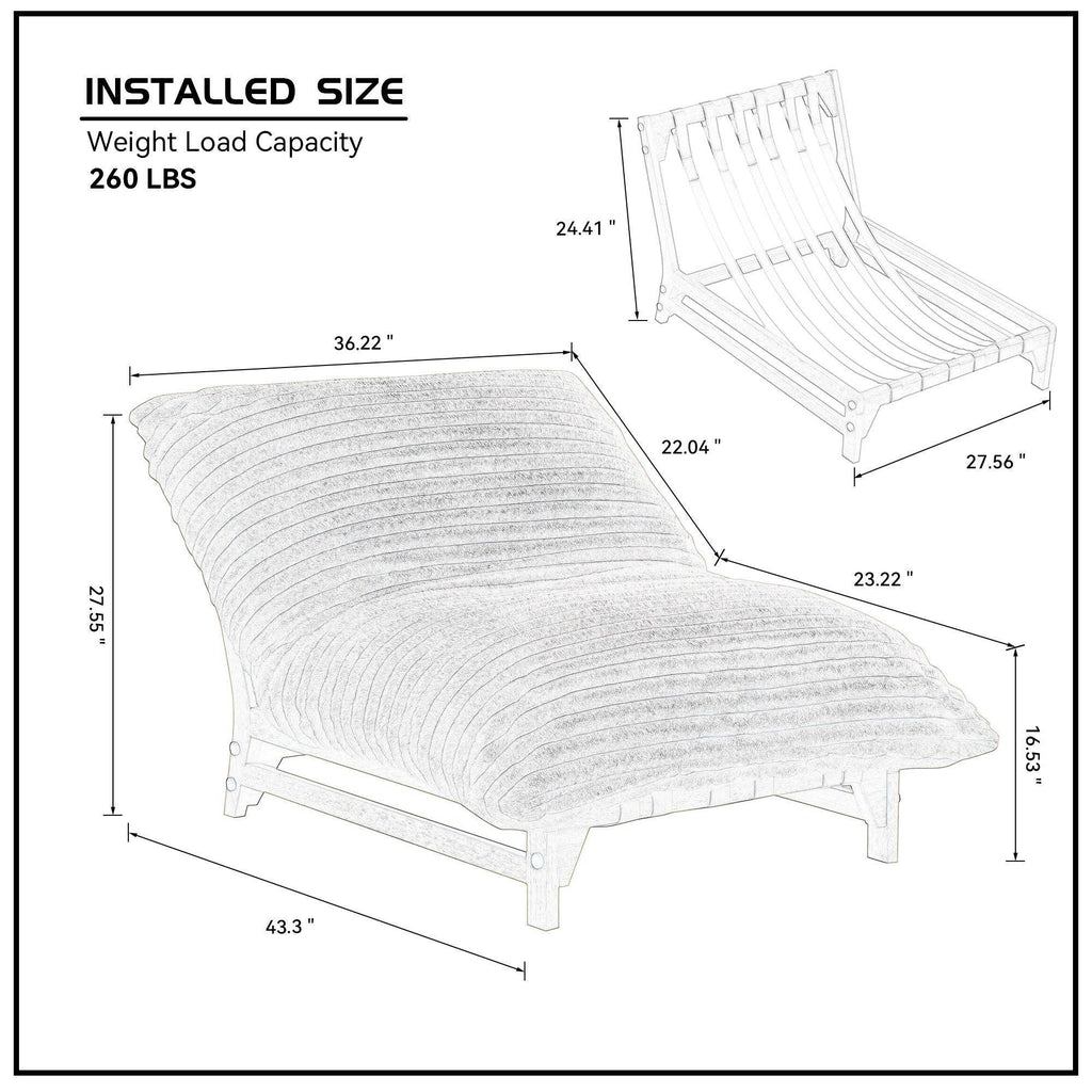 Corduroy Armless Lazy Sofa for Living Rooms & Bedrooms.