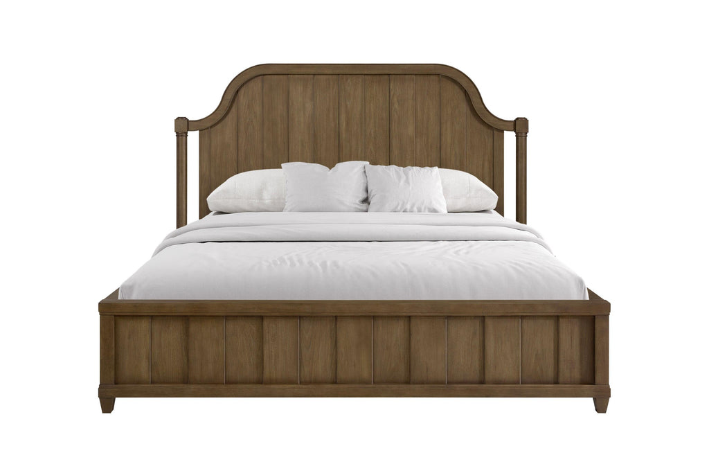 King Planked Panel Bed - Almond with Solid Wood.
