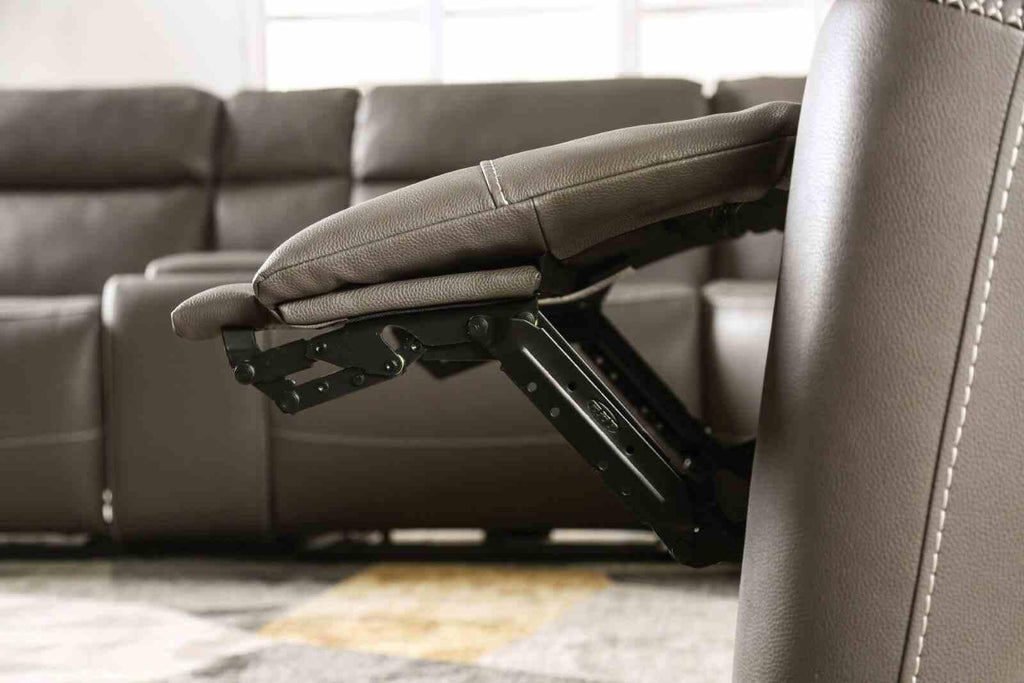 Power Reclining Sectional Dark Gray Sofa for Living Room.