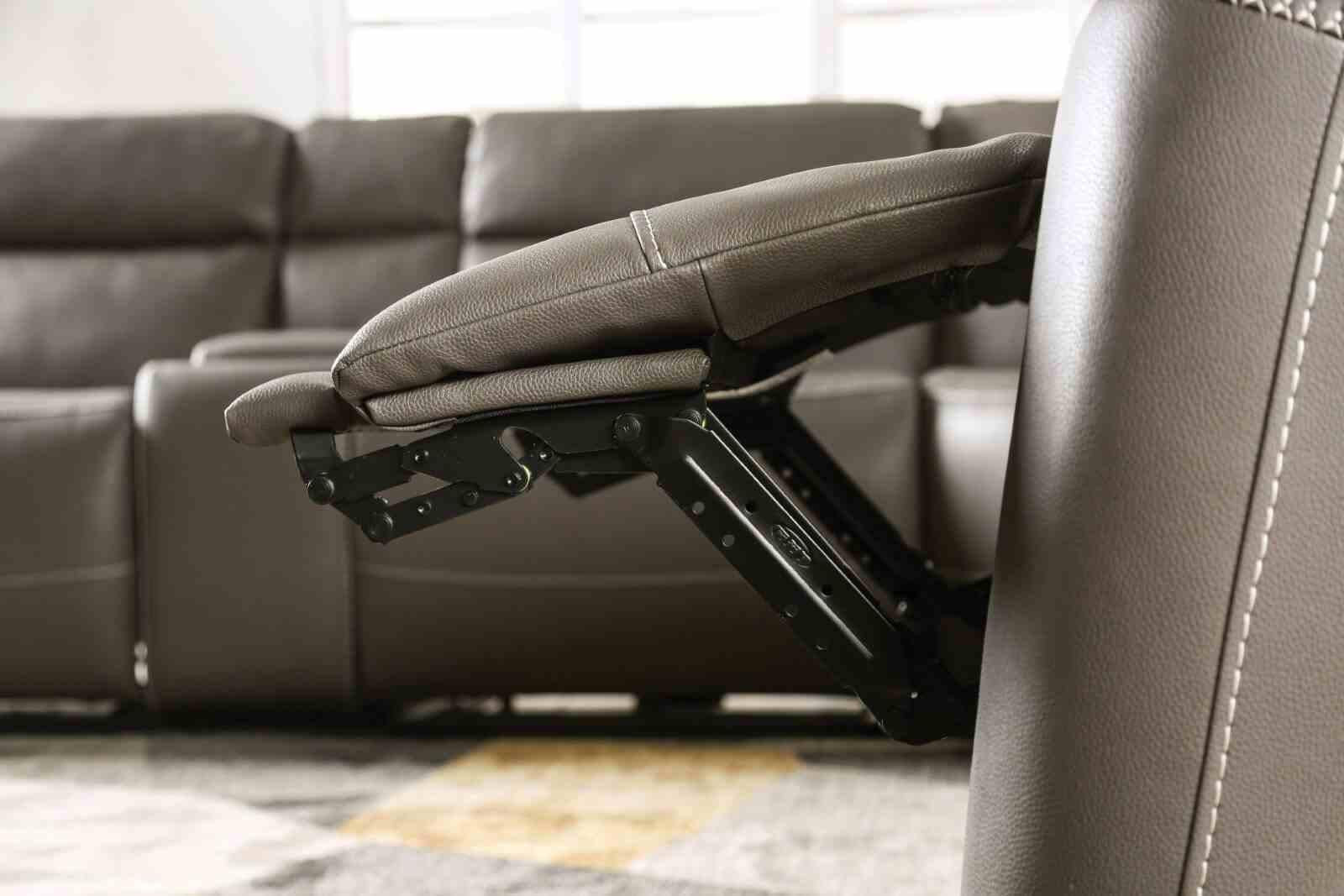 Power Reclining Sectional Dark Gray Sofa for Living Room.