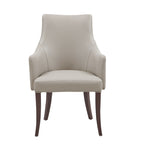 Connie Wood Vegan Leather and Velvet Armchair in Light Gray