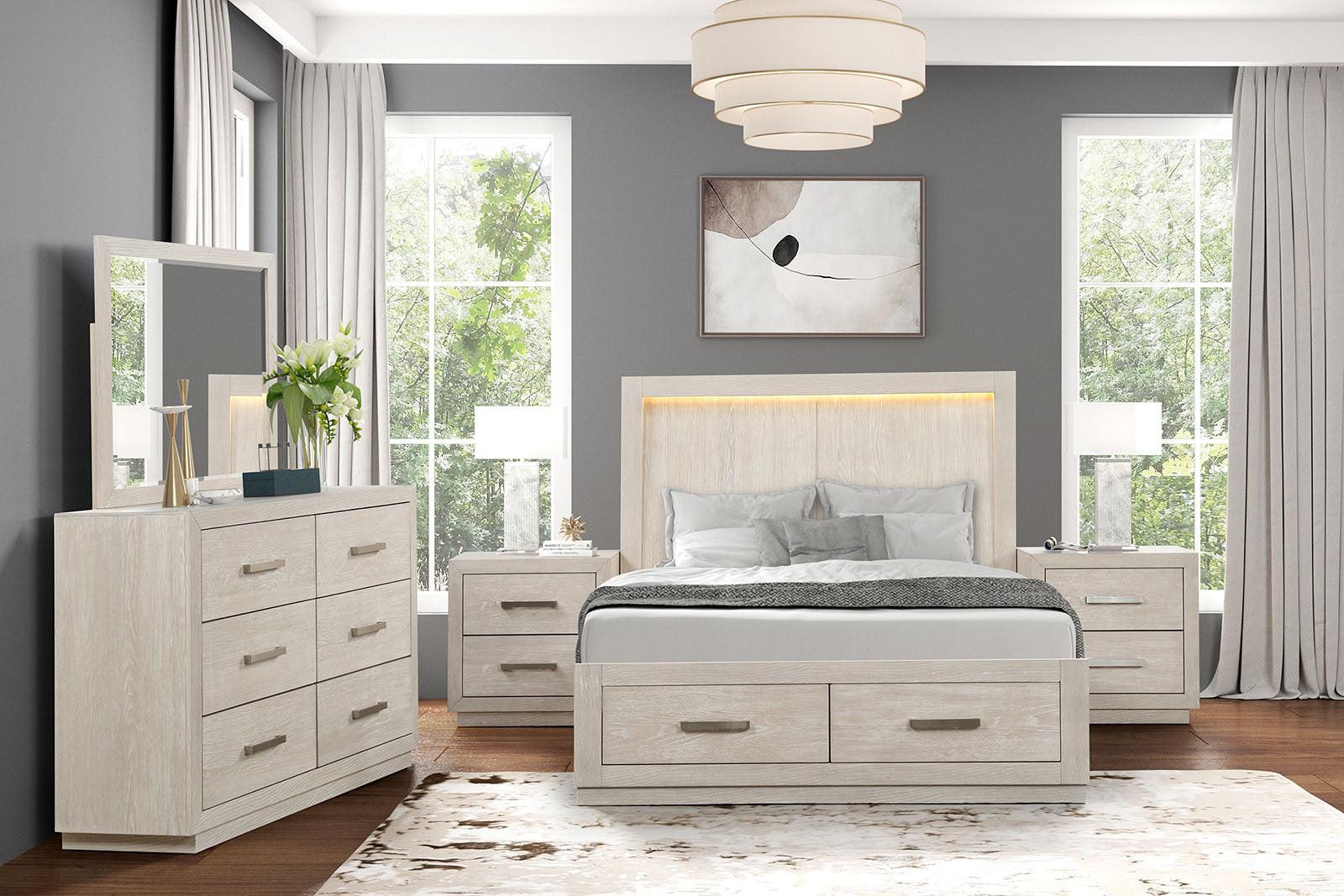 Eastern King Size Bed with Storage and LED Headboard.