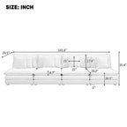 Brown Corduroy Modular Sofa - Adjustable Pillows | Durable sofa dimensions chart with detailed measurements for seat depth, height, and width.