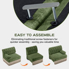 Modular Velvet Sofa in Green with Tassel Skirt.