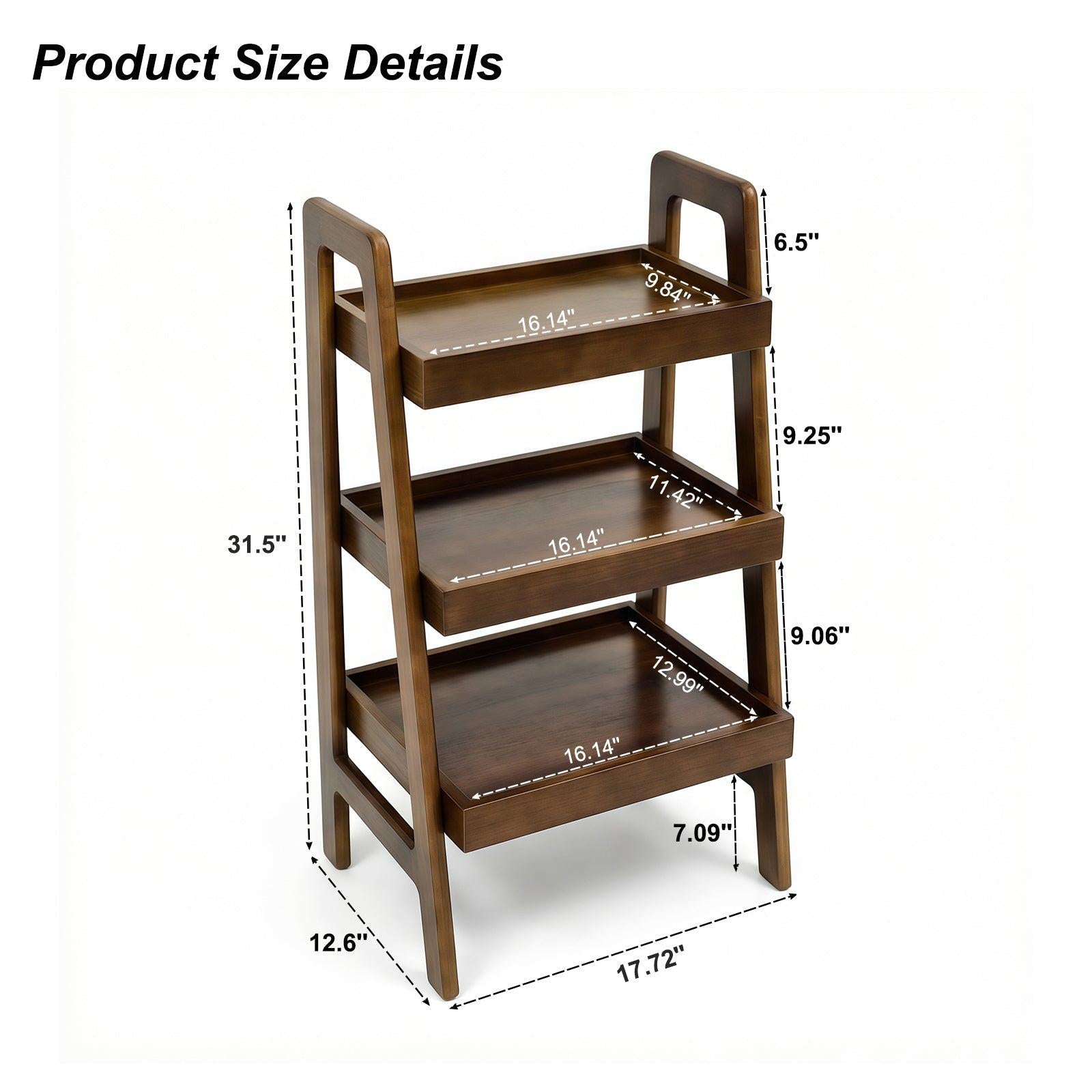 3 Tier Solid Wood Ladder Shelf for Home & Office.