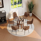 Mid-Century Modern Glass Dining Table for Small Spaces.