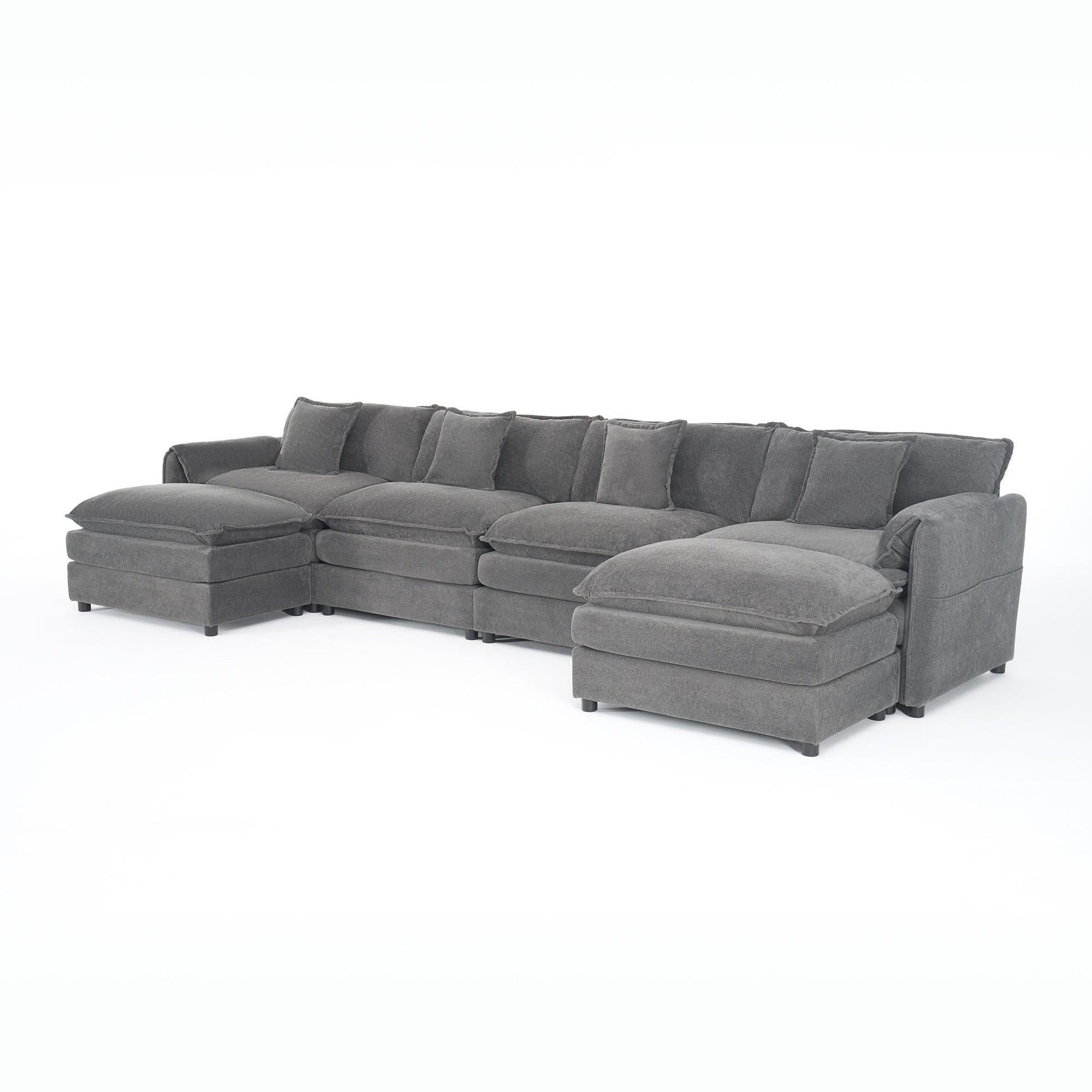 Modular Sectional Sofa Grey - Comfy 4-Seater Couch Set.