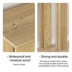 Farmhouse Oak Console Table - Extra-Long Entryway Table features waterproof MDF top and durable legs, ideal for high-traffic home areas.
