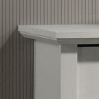 Elara White 6-Drawer Dresser with Black Handles.