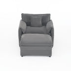 Chenille Recliner Chair with Movable Ottoman for Comfort.
