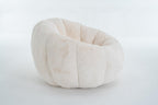 Beige Bean Bag Chair - Floral-Shaped Soft Sofa for Living Room.