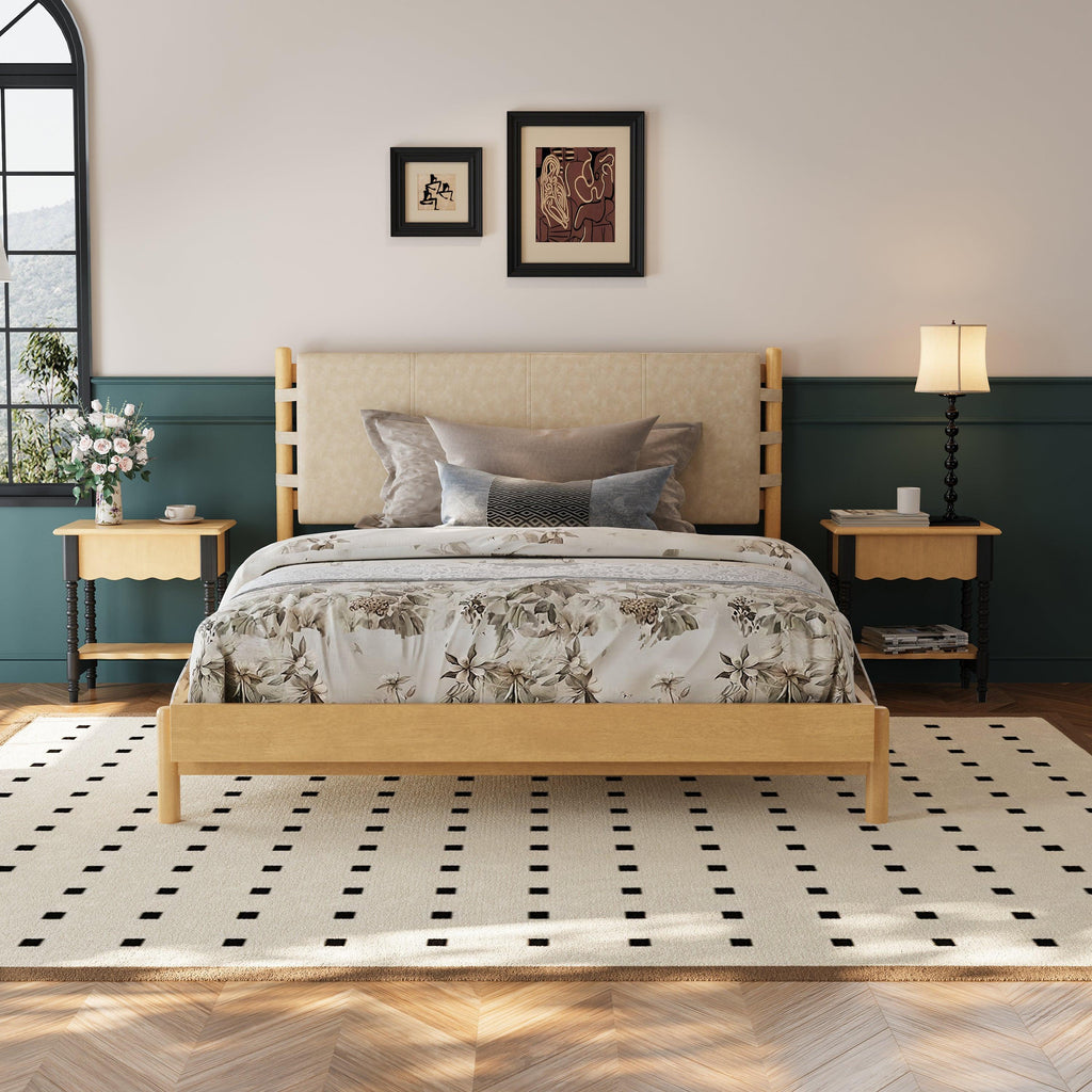 Queen Rubber Wood Bed Frame with Headboard.