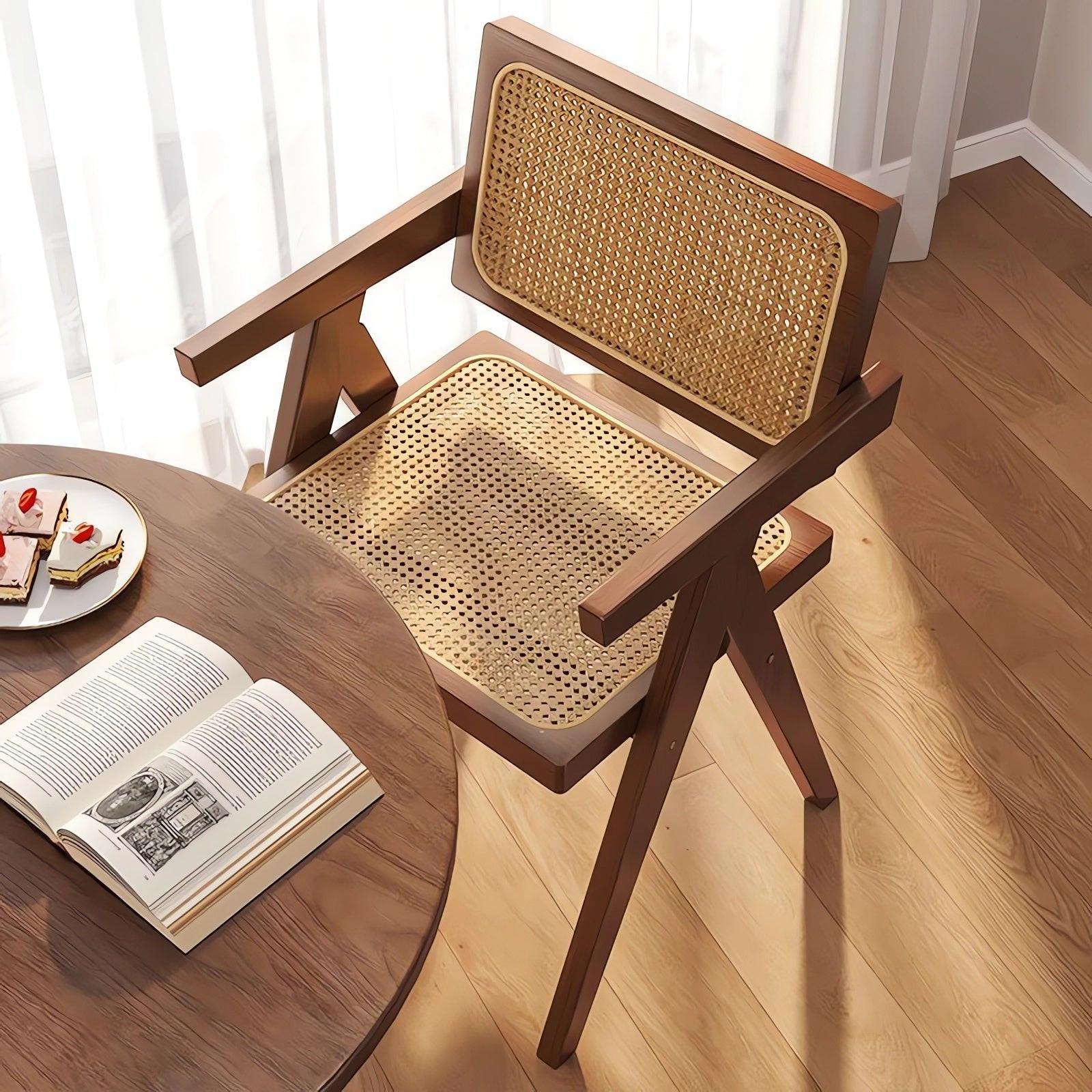 Mid Century Dining Chair - Rattan Accent Armchairs.