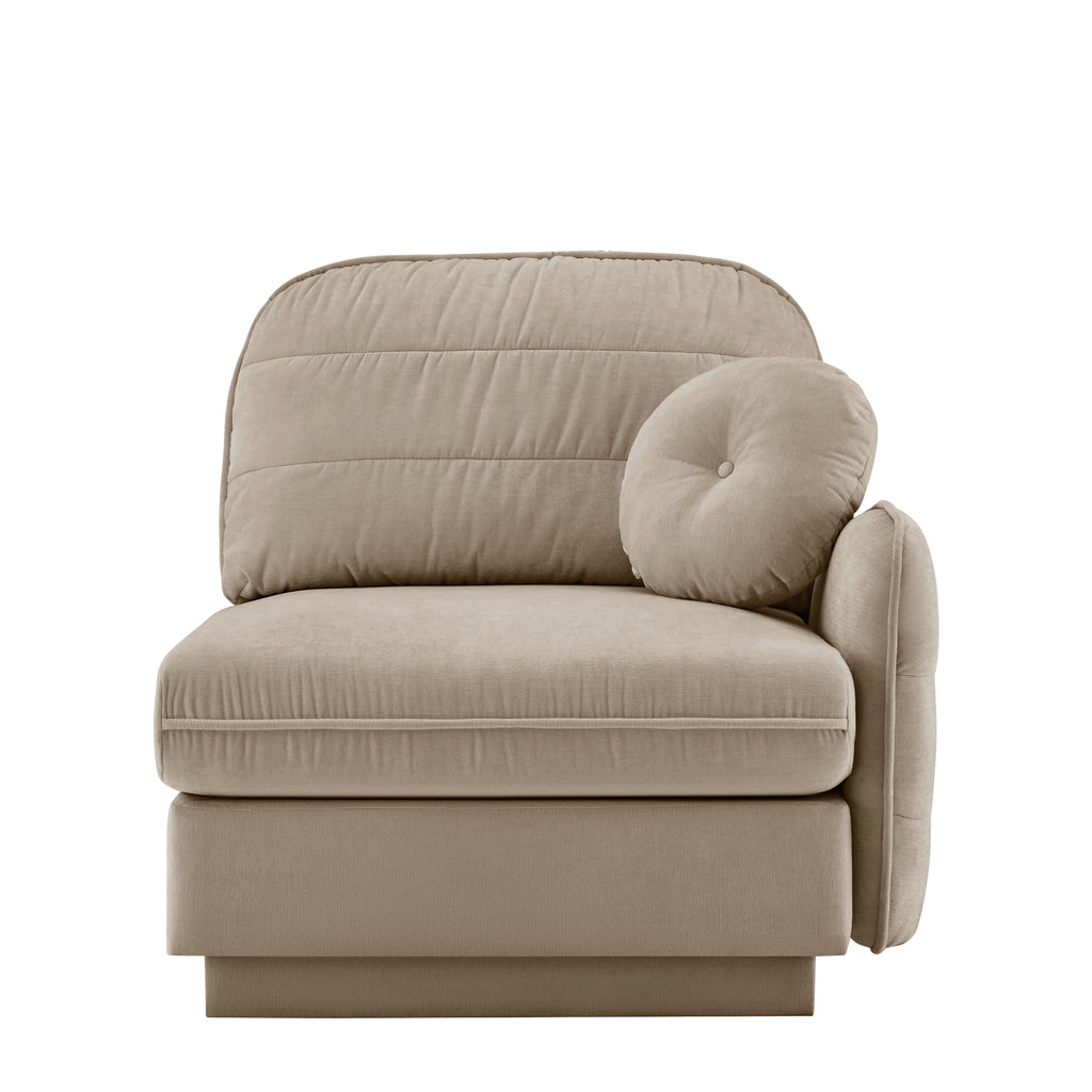 Celena 1-Seater Chenille Sofa in Light Coffee