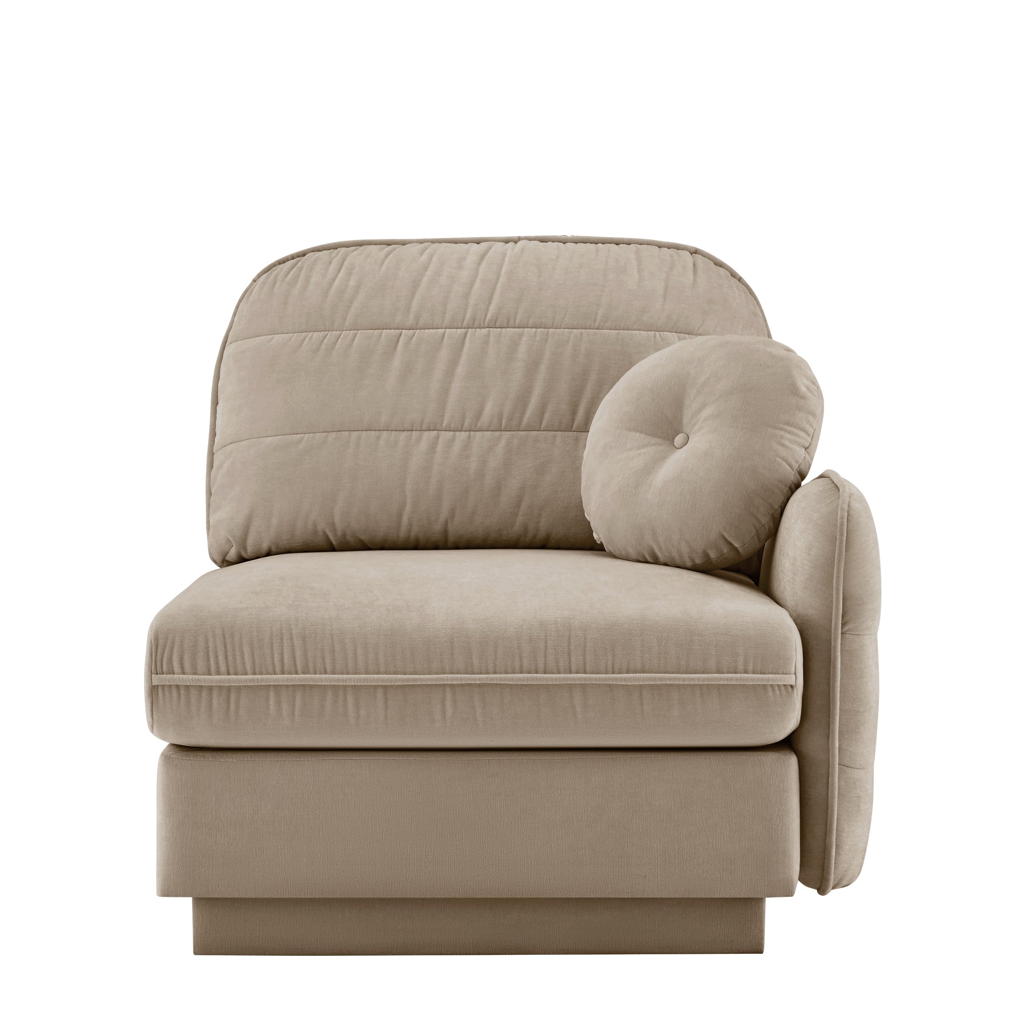 Celena 1-Seater Chenille Sofa in Light Coffee