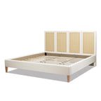 Toscana King Upholstered Cane Bed, Antique White.