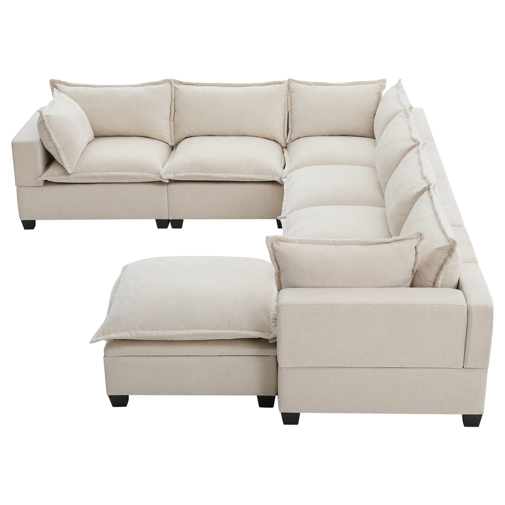 117.5'' Modular Sectional Sofa with Movable Storage Ottoman.
