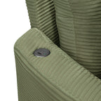 Green Oversized Double Chaise Lounge Sofa with Upholstered Corduroy Fabric, Deep Seat, USB Ports, and Removable Pillows – 102.3'