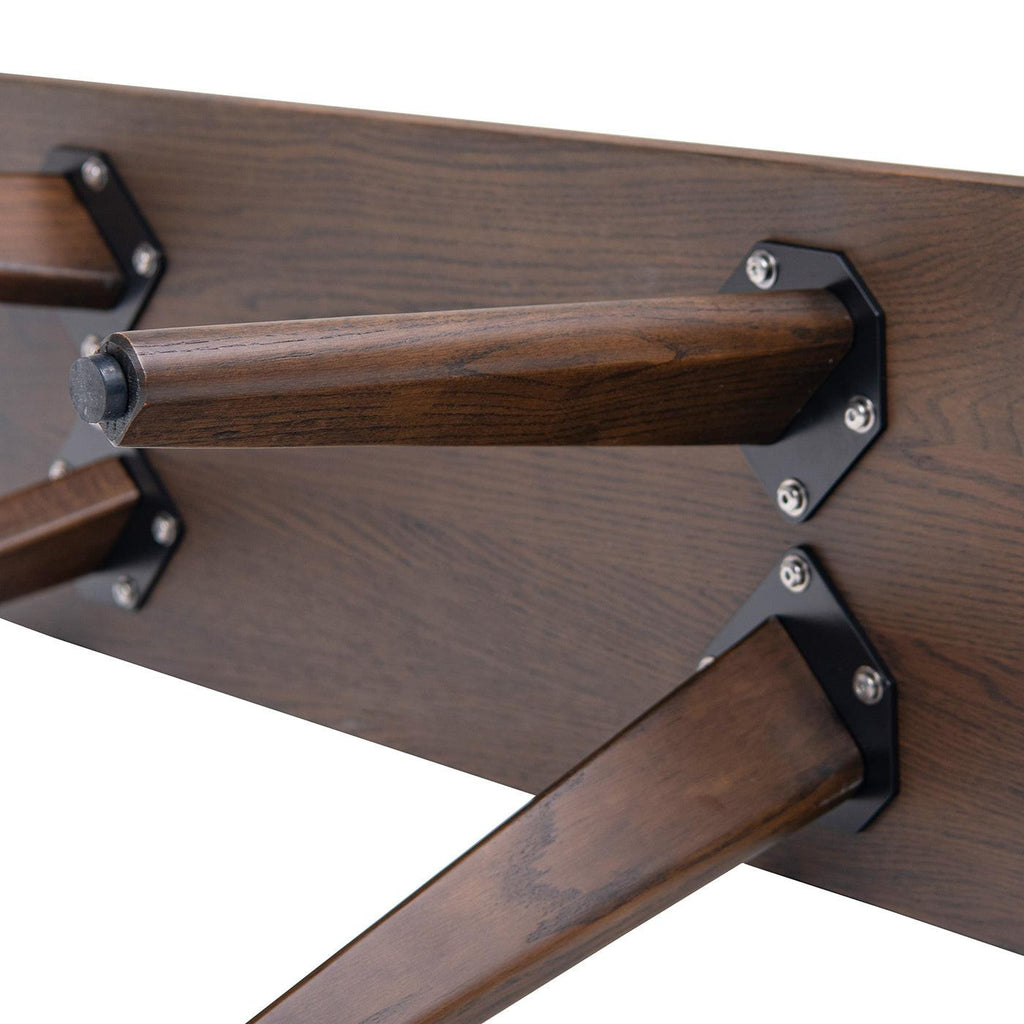 Capri 35.5' Solid Red Oak Wood Bench, Dark Brown Red Oak.