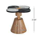 Four-Leaf Clover Accent Table with labeled dimensions, showcasing its compact size and unique clover-shaped top design.