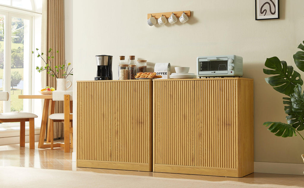 Modern Wavy Sideboard Cabinet with Curved Design.