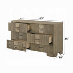 Rustic Oak Bedroom Dresser with 6 Storage Drawers.